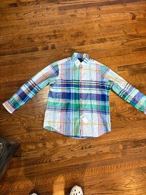 Polo Ralph Lauren XL Button-Up Plaid Shirt in Green, Blue & Pink NEW